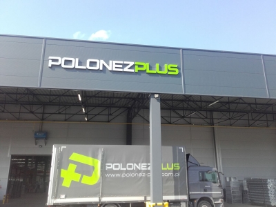 Litery przestrzenne, reklamy świetlne dla firmy Polonez Plus